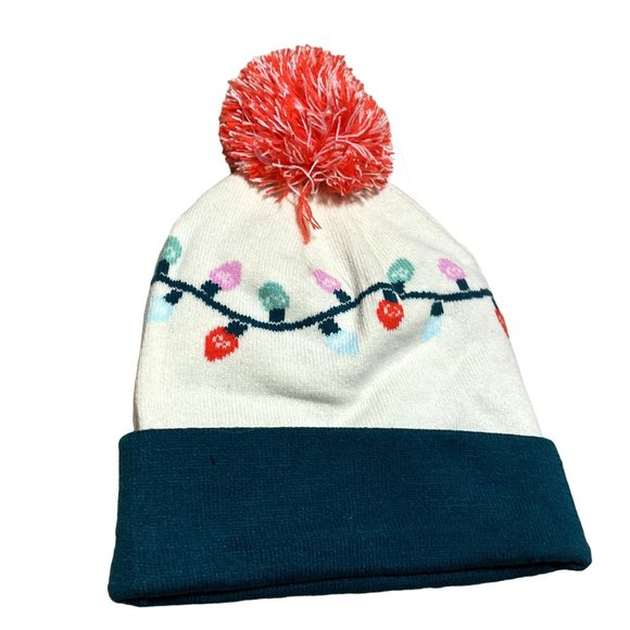 NWT CHRISTMAS LIGHTS LIGHTS UP BEANIE POM POM WINTER SZ ONE SIZE ADULTS - Picture 2 of 2